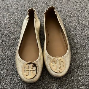 Tory Burch metallic gold ballet flats
